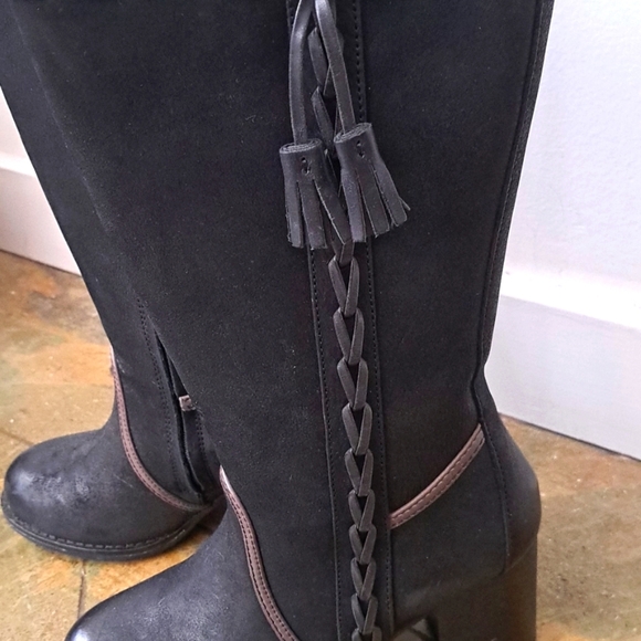 #74 NWOT Black/Brown Leather Bussola Boots With Box Italian - Picture 2 of 4